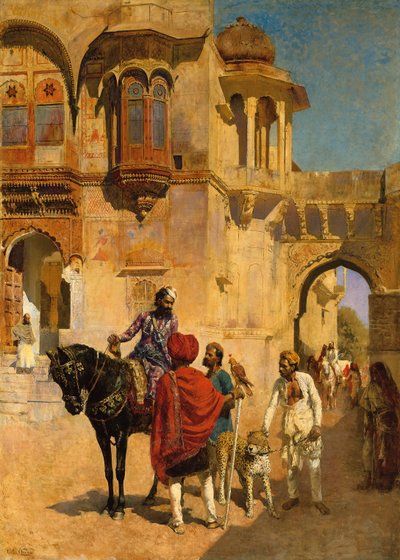 Indulás vadászatra egy jodhpore-i palota előterében, 1898-1900 alkotó: Edwin Lord Weeks