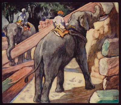 Teakfa elefántok (színes litho) alkotó: Edwin Noble