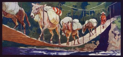 Öszvérek átkelnek a hídon alkotó: Edwin Noble