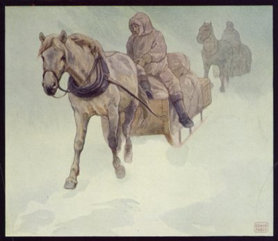 Szibériai pónik az Antarktiszon (színes litho) alkotó: Edwin Noble