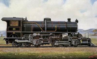 21. számú gőzmozdony. A mongolok között: Mallet Compound Service in the Khingan Mountains, Peking - Kalgang Railway alkotó: Edwin Thomas Rudd