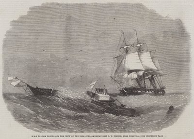 A HMS Diadem felszáll a C W Connor lerombolt amerikai hajó legénységére, Bermuda közelében alkotó: Edwin Weedon