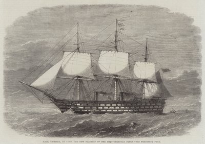 HMS Victoria, 102 Guns, a Földközi-tengeri Flotta új zászlóshajója alkotó: Edwin Weedon