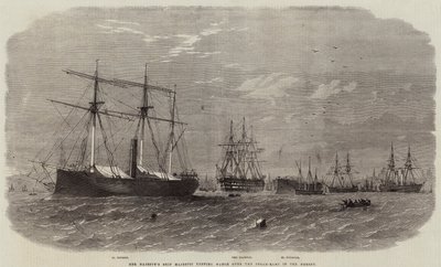 Őfelsége Majestic nevű hajója őrködik a Merseyben a gőzösök felett alkotó: Edwin Weedon