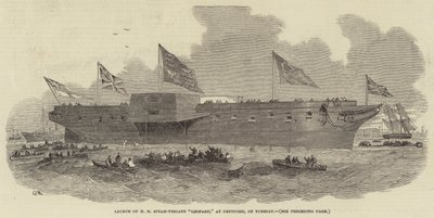 A HM Steam-Frigate Leopard bemutatása kedden Deptfordban alkotó: Edwin Weedon