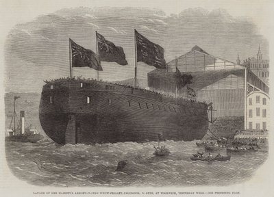 Őfelsége páncélozott csavaros fregattja, Caledonia, 31 Guns, Woolwichban, tegnapi héten alkotó: Edwin Weedon
