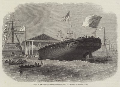 A portugál Screw-Corvette Sagres piacra dobása Limehouse-ban alkotó: Edwin Weedon
