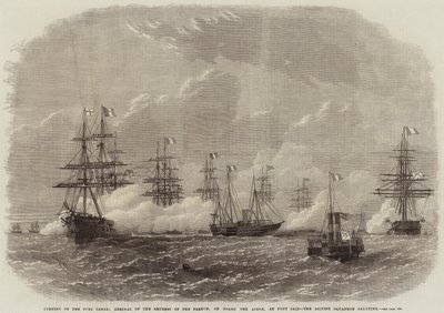 A Szuezi-csatorna megnyitása, a franciák császárnője érkezése az Aigle fedélzetén, Port Saidban, a brit osztag tiszteleg alkotó: Edwin Weedon