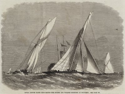 Royal London Yacht Club Match, a Sphinx és a Volante megkerülése Southendnél alkotó: Edwin Weedon