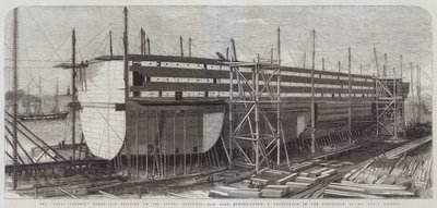 A Great Eastern Steam-Ship épülete a Stocks-on, Millwall, 22 500 tonna teher alkotó: Edwin Weedon