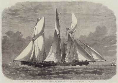 A Royal Thames Yacht Club Schooner-Match, a Xantha és a Gloriana körverseny a Nore-nál alkotó: Edwin Weedon