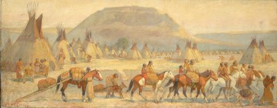 Blackfoot tábori jelenet, 19. század vége – 20. század eleje. alkotó: Edwin Willard Deming