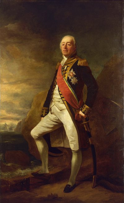 James Saumarez ellentengernagy (1757-1836), Saumarez első bárója, aki az 1801-es algecirasi csatában (a gibraltári öbölben) aratott győzelméről nevezetes. alkotó: Edwin Williams