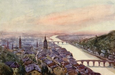 A Rajna: Heidelberg és a Neckar (színes litográfia) alkotó: Effie Jardine