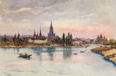 A Rajna: Konstanz, Konstanz, a tó felől (színes litográfia) alkotó: Effie Jardine