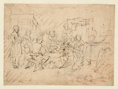 Belső egy gazda családjával étkezés közben alkotó: Egbert van Heemskerck (I)