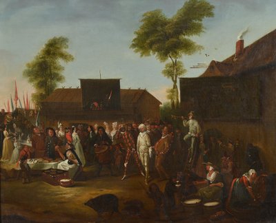 Falusi karnevál a Commedia dellArte figuráival alkotó: Egbert van the Elder Heemskerck