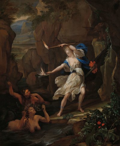 Circe megbünteti Glaucust azzal, hogy Scyllát szörnyeteggé változtatja Circe Punishing Glaucus Scylla szörnyeteggé alakításával alkotó: Eglon van der Neer
