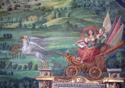 Griffek által rajzolt szekér, részlet a „Galleria delle Carte Geografiche”-ből alkotó: Egnazio Danti