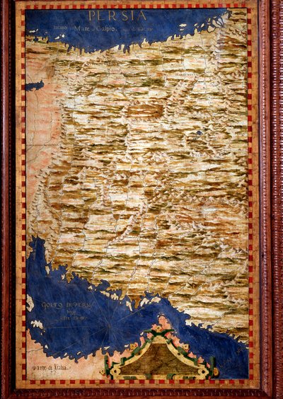 Perzsia (Irán) A térképet Egnazio Danti (1536-1586) matematikus, kozmográfus és olasz építész készítette. 1567 körül. Firenze, Palazzo Vecchio, Sala del Mappamondo alkotó: Egnazio Danti