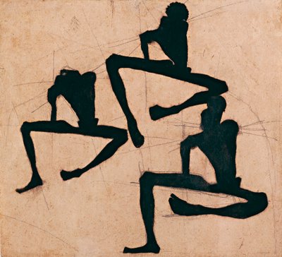 Kompozíció három meztelen férfival - Kompozíció három férfi akttal - Egon Schiele (1890-1918), Tinta papíron alkotó: Egon Schiele
