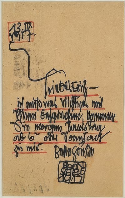 Személyes képeslap Erich Lederernek. 1917 alkotó: Egon Schiele