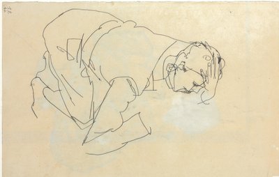 Erich Lederer profilban, kézfejjel, 1912 alkotó: Egon Schiele