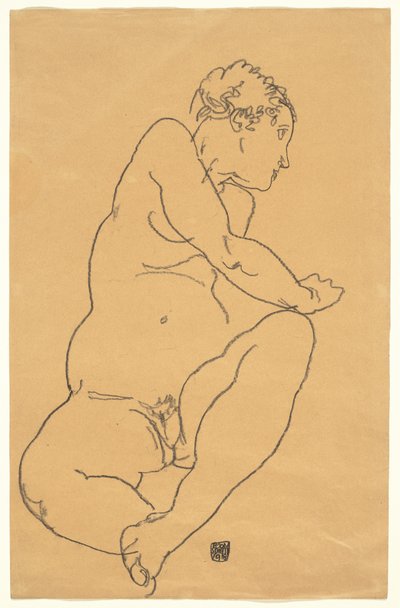 Balra hajló női akt alkotó: Egon Schiele