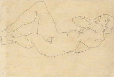 Női akt, kezekkel a feje mögött, 1914 alkotó: Egon Schiele