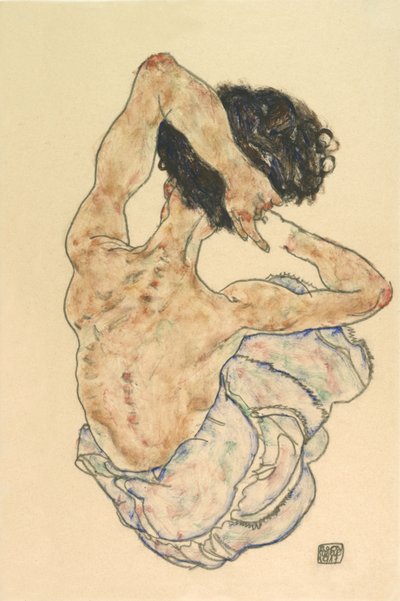 Női hátsó felvonás, 1917. alkotó: Egon Schiele