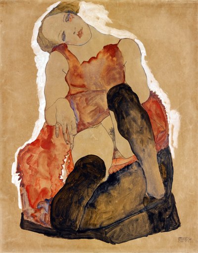 Fekete harisnyás lány, Schiele, Egon (1890-1918) alkotó: Egon Schiele
