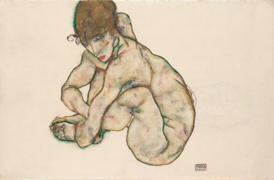 Guggoló lányakt alkotó: Egon Schiele