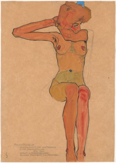 Meztelen lány (Gertrude) alkotó: Egon Schiele