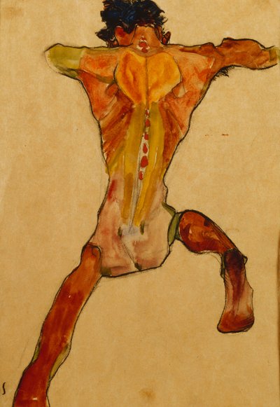 Férfi akt hátulról nézve; Mannlicher Ruckenakt, 1910 alkotó: Egon Schiele
