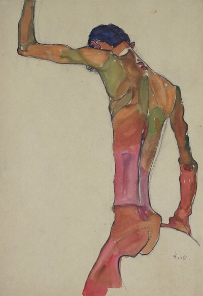 Férfi akt felemelt karral alkotó: Egon Schiele