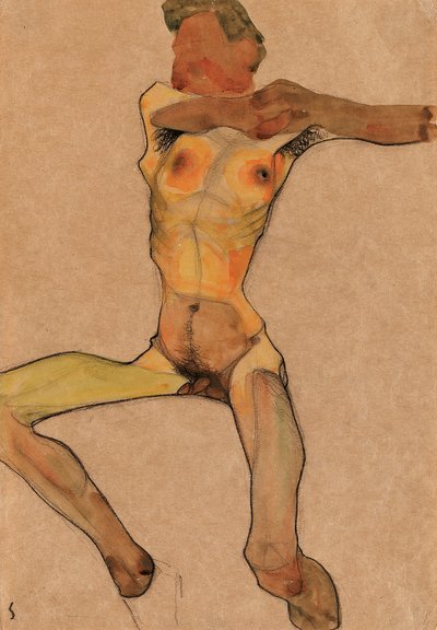 Férfi akt, sárga, 1910 alkotó: Egon Schiele