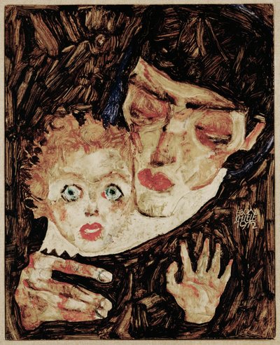 Mutter und Kind II (olaj, fa) alkotó: Egon Schiele