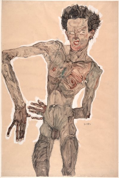 Akt önarckép, Grimaszolva, 1910 alkotó: Egon Schiele