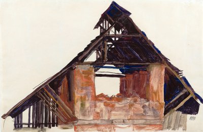 Régi oromzat (vieux gable) - Schiele, Egon (1890-1918) - 1913 - Gouache papíron - 32x48,6 - Leopold Múzeum, Bécs alkotó: Egon Schiele