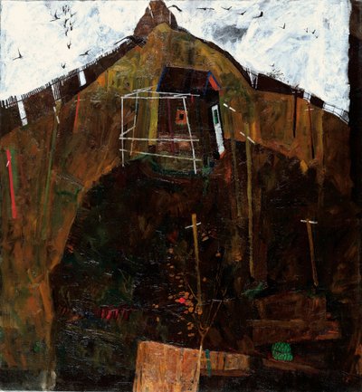 Táj hollókkal - Egon Schiele (1890-1918) festménye olaj, vászon (95,8x89 cm) alkotó: Egon Schiele