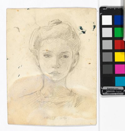 Egy lány portréja; hátoldal: állatrajzok alkotó: Egon Schiele