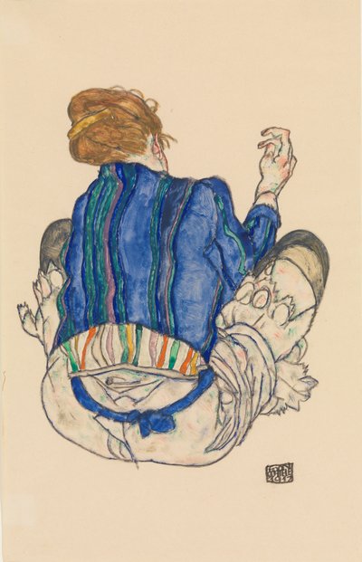 Ülő nő, hátulnézet, 1917. alkotó: Egon Schiele