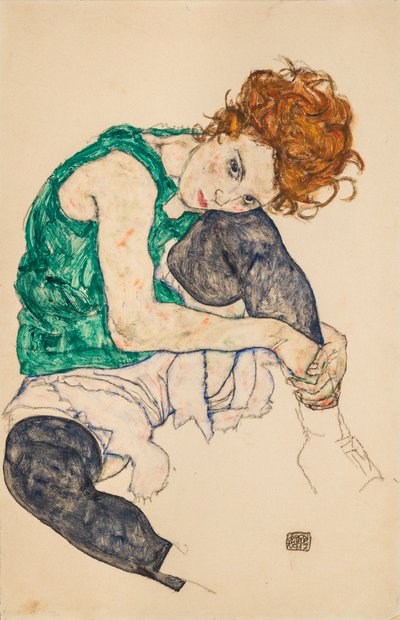 Ülő nő hajlított térddel, 1917 alkotó: Egon Schiele