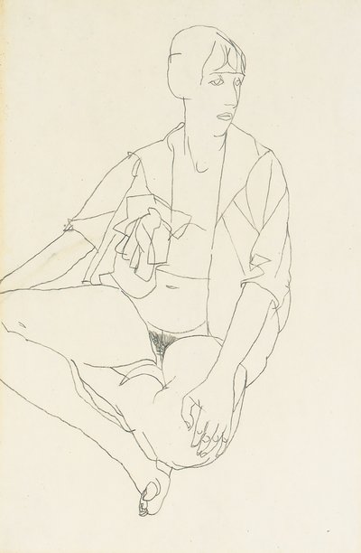 Ülő női akt nyitott blúzzal, 1913 alkotó: Egon Schiele