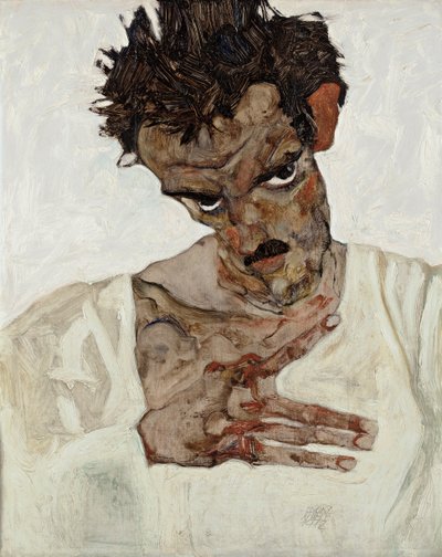 Önarckép lehajtott fejjel alkotó: Egon Schiele