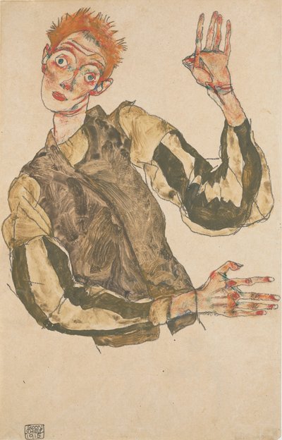 Önarckép csíkos karkötővel, 1915 alkotó: Egon Schiele