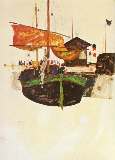 Hajó Triestenben: nn alkotó: Egon Schiele