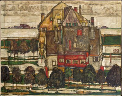 Egyszemélyes házak (Házas házak) 1915 (olaj, vászon) alkotó: Egon Schiele