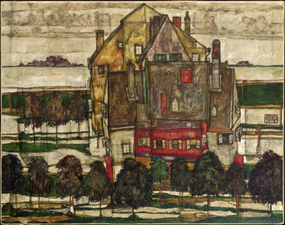 Egyágyas házak (Hegyekkel rendelkező házak); Egyéni házak (házak hegyekkel) alkotó: Egon Schiele