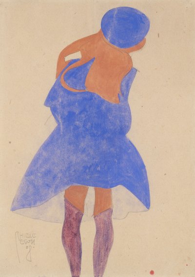 Álló lány, hátulnézet, 1908 (guache, akvarell és grafit papíron) alkotó: Egon Schiele